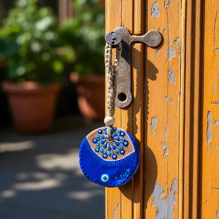 Porte-bonheur - Oeil "LUCK" bleu