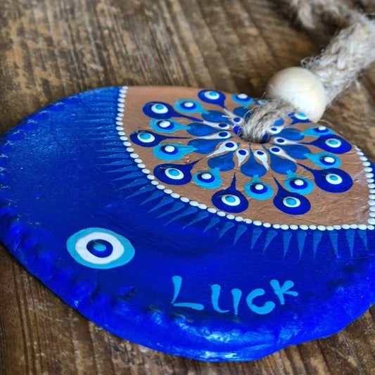 Porte-bonheur - Oeil "LUCK" bleu