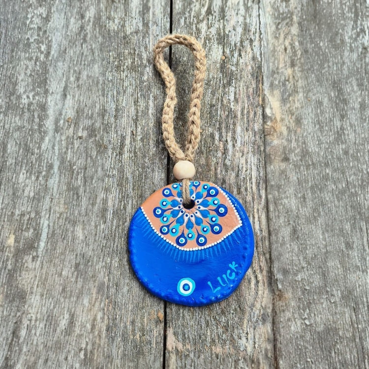 Porte-bonheur - Oeil "LUCK" bleu