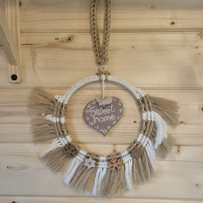 Couronne de Noël rouge et lin "joyeux Noël"